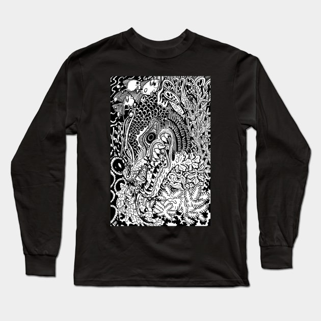 Underwater serpent black and white tattoo Long Sleeve T-Shirt by KO-of-the-self